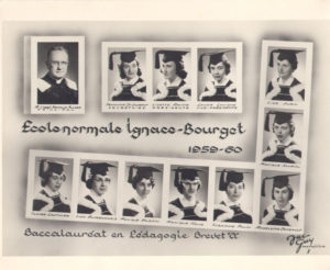 Photo des finissantes du Baccalauréat en Pédagogie Brevet « a », École normale Ignace-Bourget 1959-1960